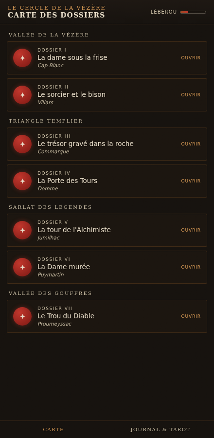 Carte du Cercle — les 7 dossiers